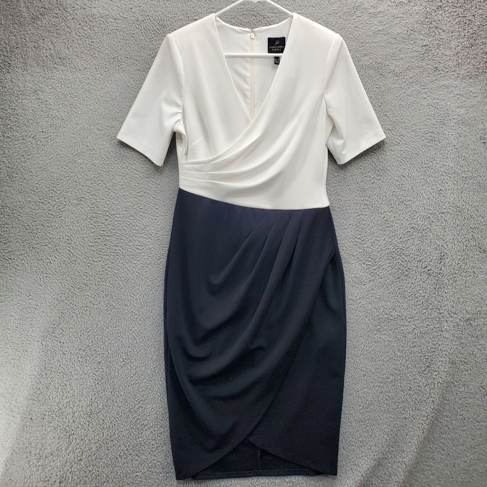 Adrianna Papell White and black Two-Tone Midi Dress
